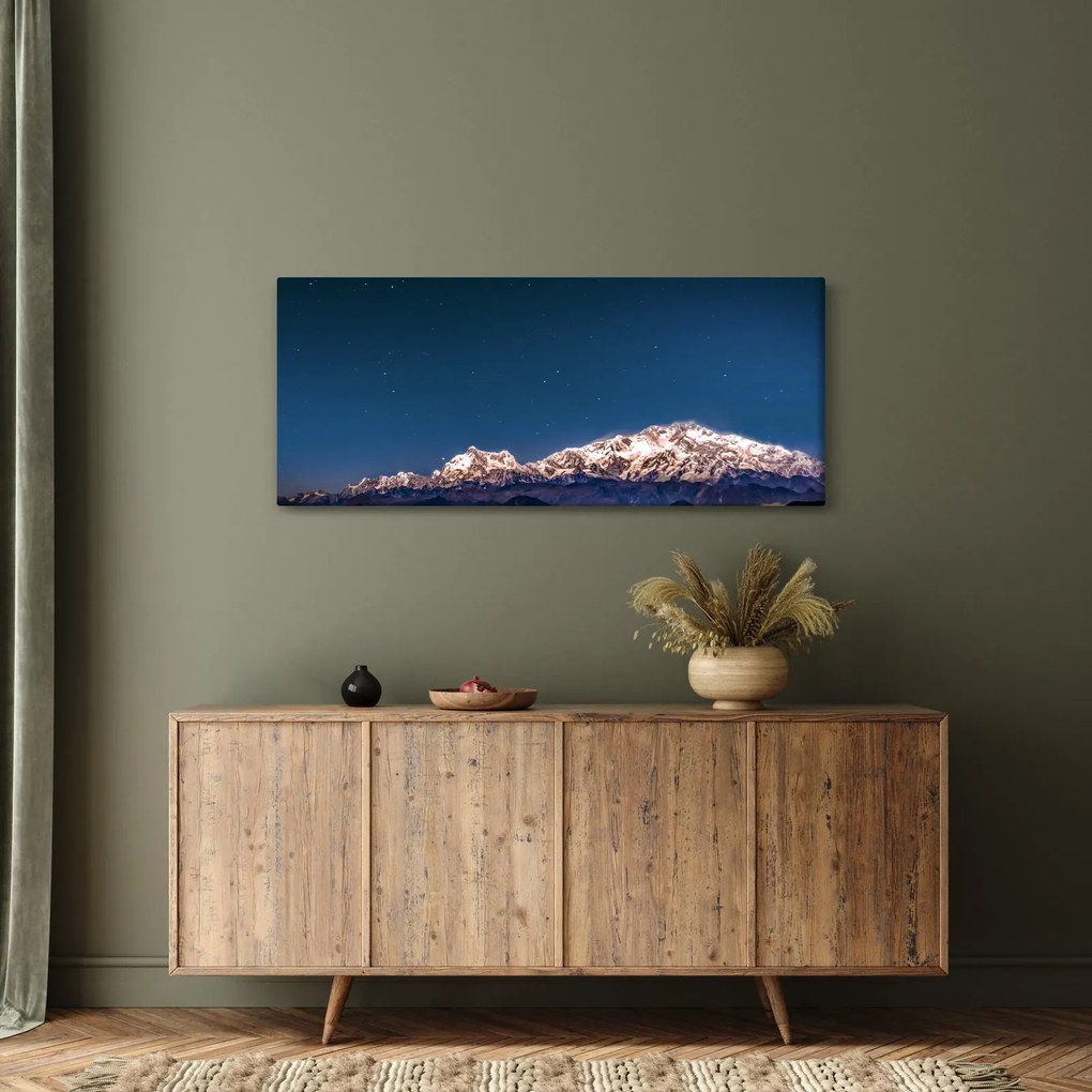 A hegyek és az éjszakai égbolt képe (120x50 cm)
