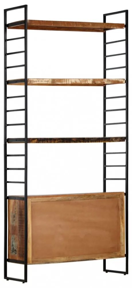 4 szintes tömör újrahasznosított fa könyvespolc 80x30x180 cm