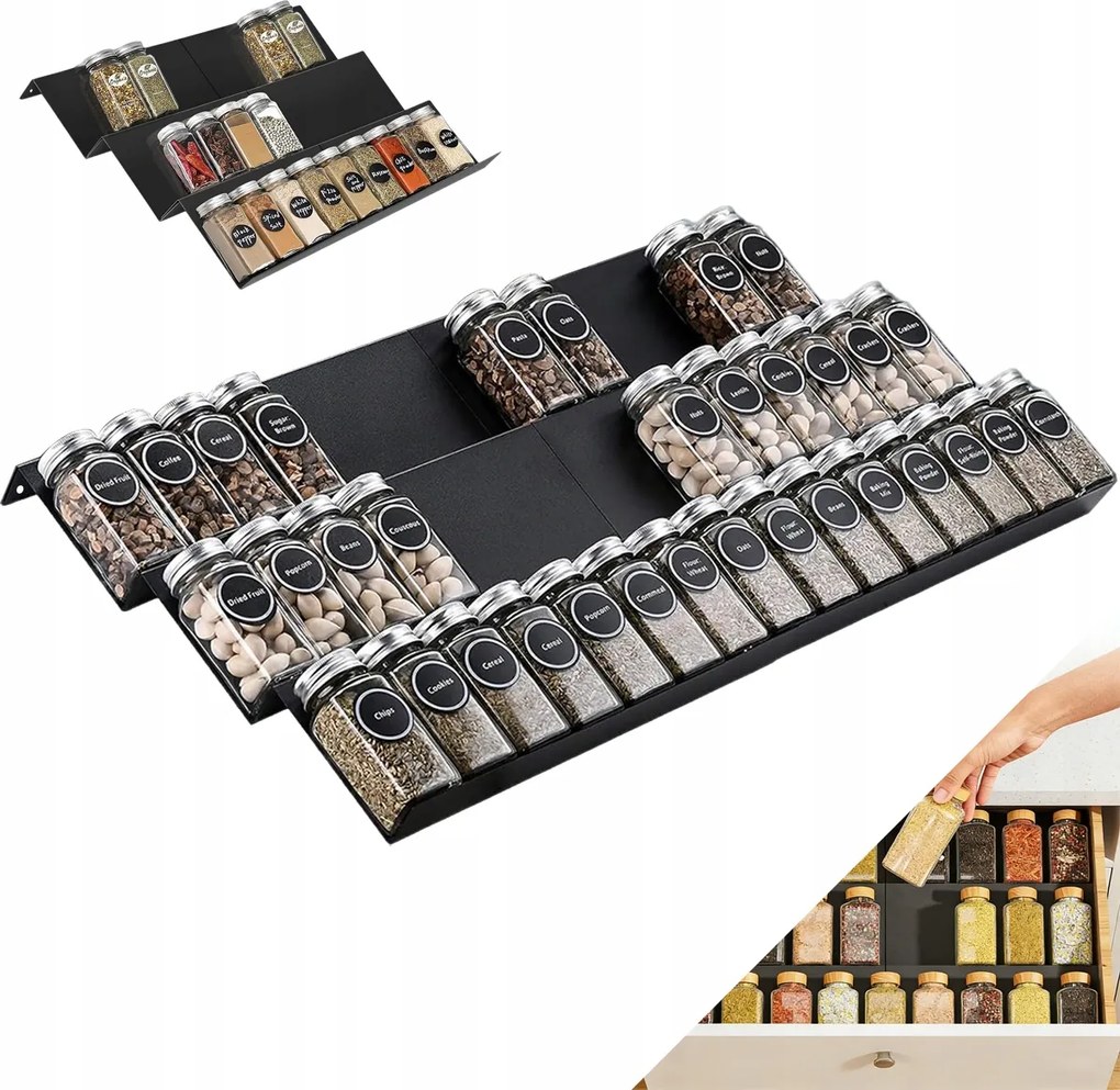 Fűszertartó Fiókba Állítható tégelyBETÉT Fekete