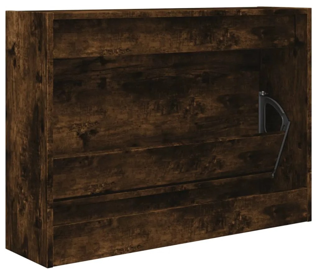 füstös tölgy színű szerelt fa cipőszekrény 80 x 21 x 57 cm