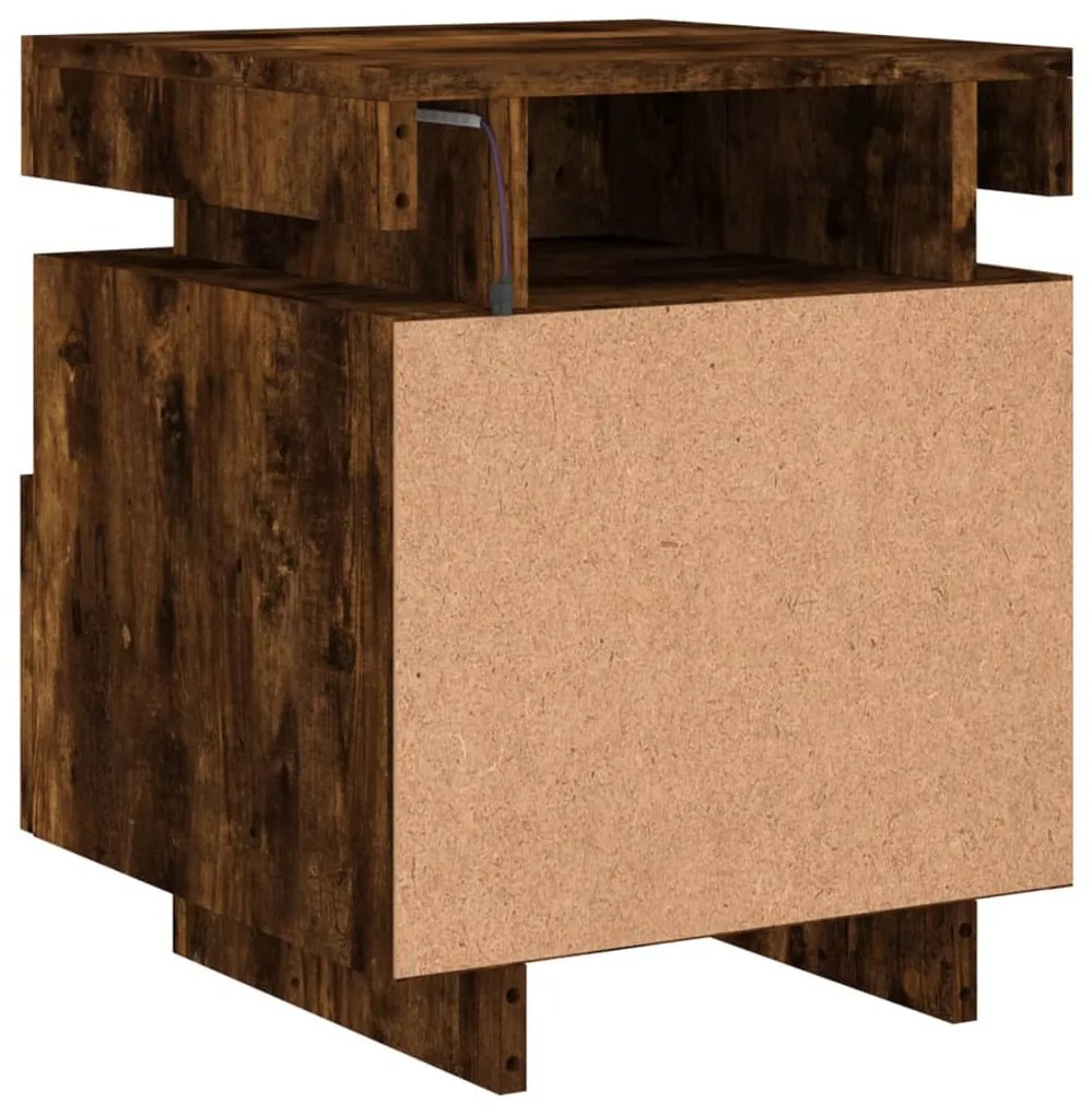 2 db sonoma tölgy éjjeliszekrény LED-fényekkel 40x39x48,5 cm