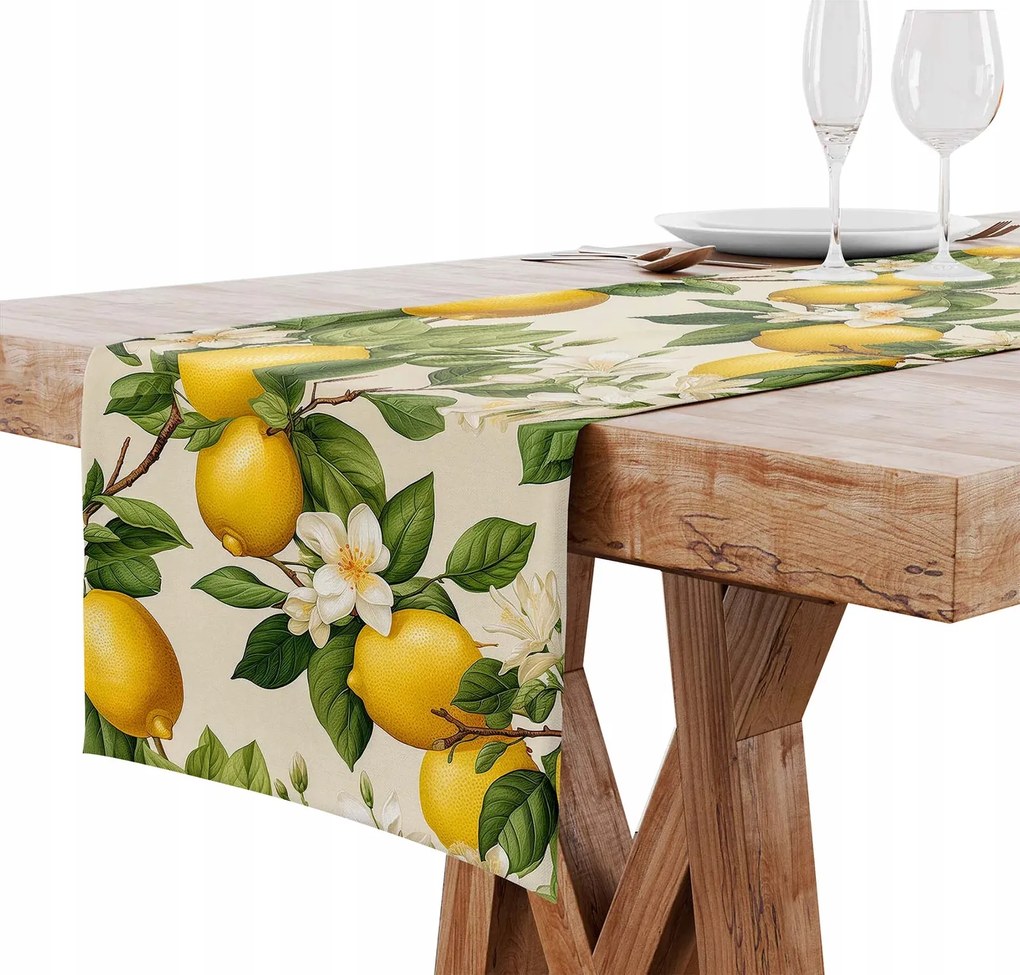 Futófelület Abrosz Asztalra Konyhába Nappaliba Matt Sima 40x220 Citrom