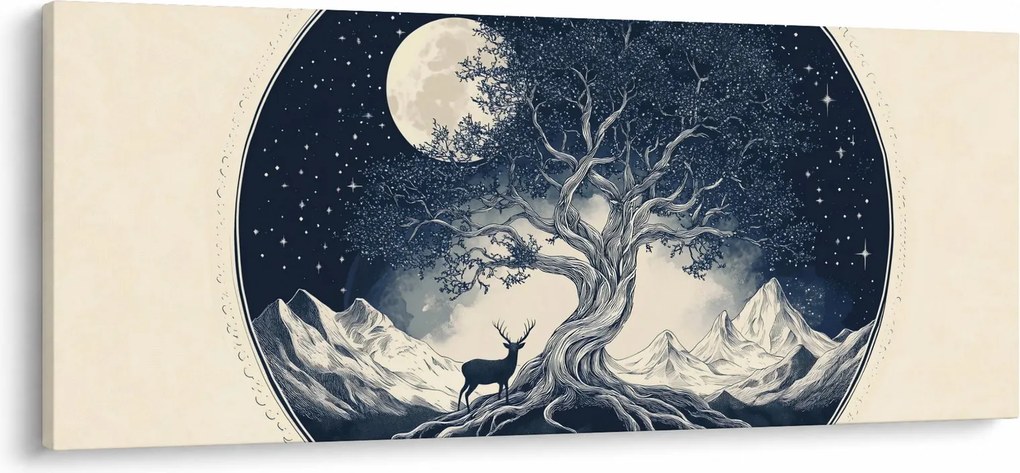 Kép – Mágikus fa szarvassal I. (120x50 cm)