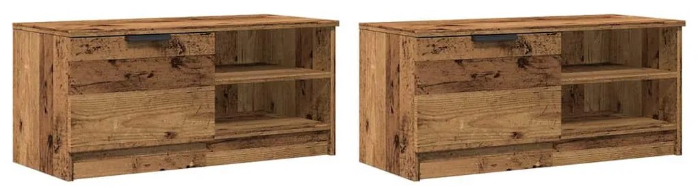 TV szekrény 2 db Régi fa 80x35x36,5 cm Műanyag fa