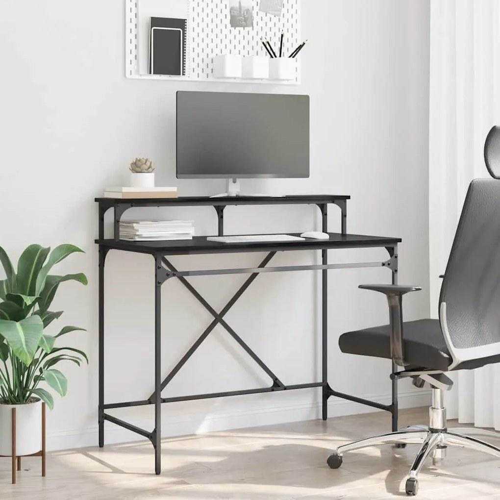 vidaXL Asztal Fekete tölgy 100 x 50 x 90 cm Faanyag