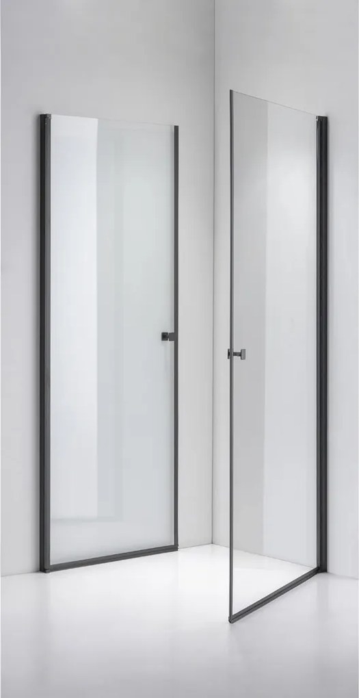 Stuxi Bari Duo Black 90x80 aszimmetrikus 2 nyíló ajtós zuhanykabin 6 mm vízlepergető biztonsági üveggel, matt fekete