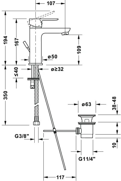Duravit DC1023001046 - Mosdócsaptelep + leeresztő szelep D-CODE matt fekete