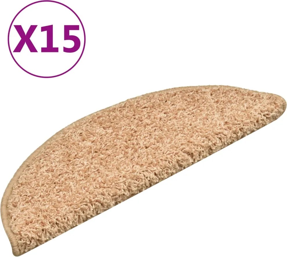 vidaXL 15 db arany színű, félkör alakú lépcsőszőnyeg 56 x 17 x 3 cm