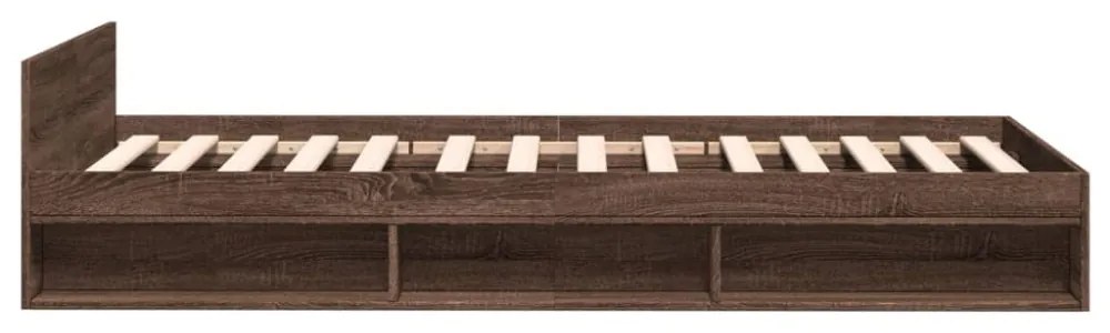 barna tölgyszínű szerelt fa ágykeret fiókkal 100 x 200 cm