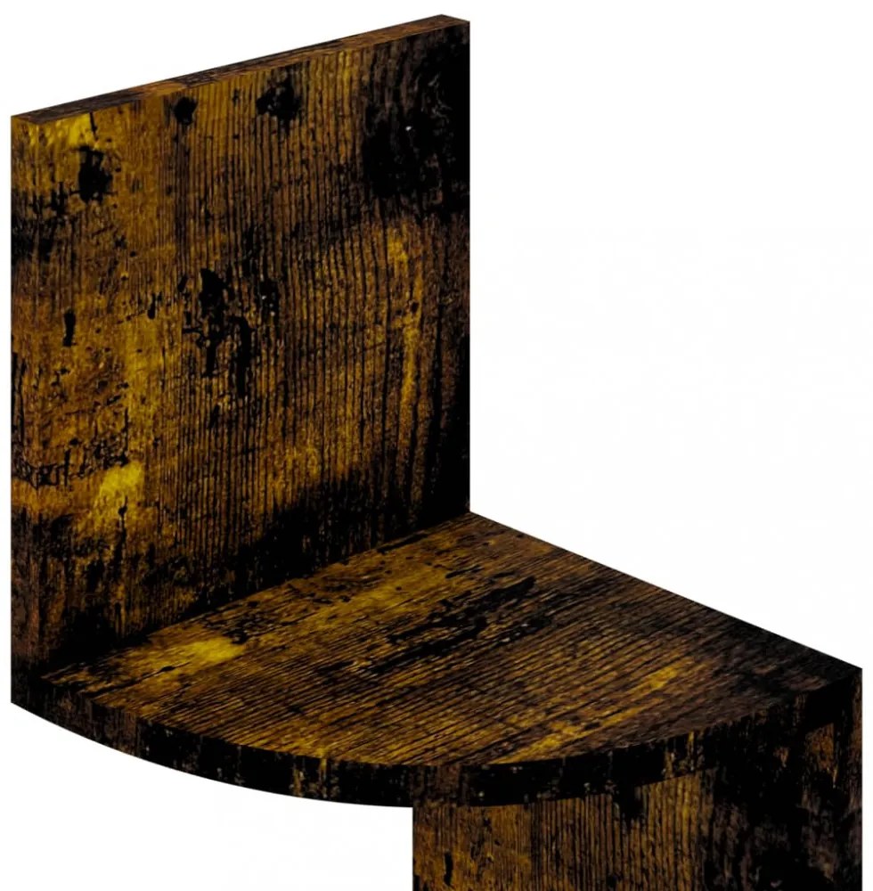 füstös tölgy színű szerelt fa fali sarokpolc 19 x 19 x 123 cm