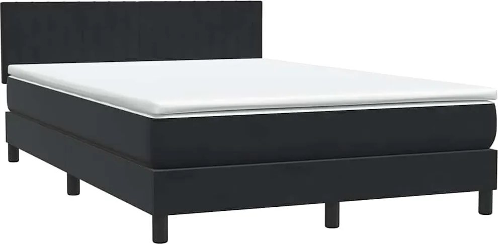 vidaXL fekete bársony rugós ágy matraccal 160x220 cm