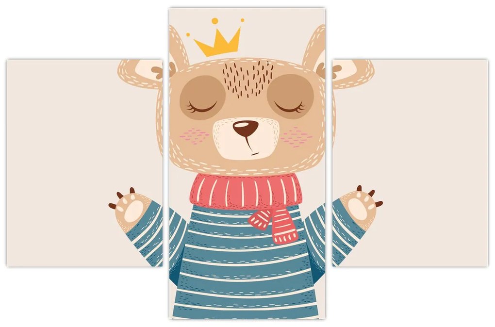 Kép - Bézs mackó koronával (90x60 cm)