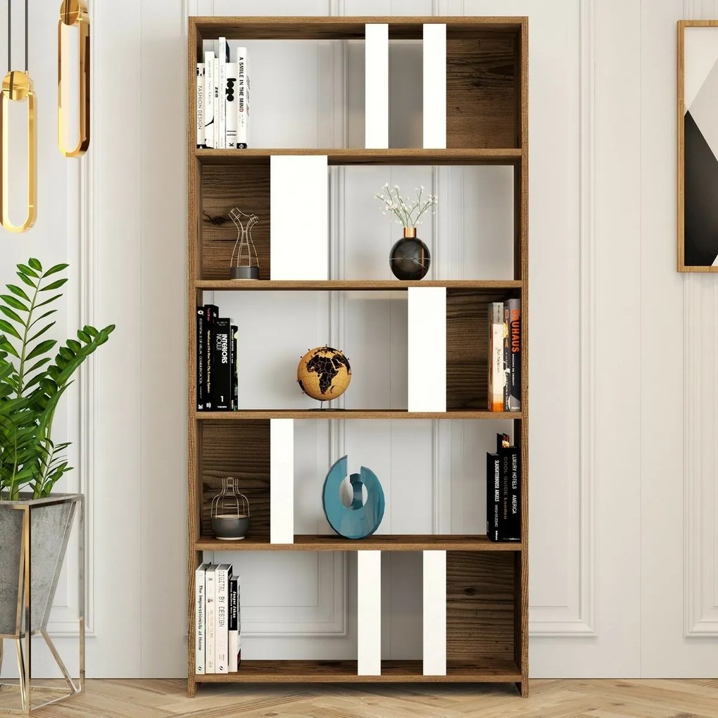 Lima White and Walnut könyvespolc