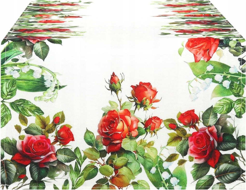 Asztalterítő 40x150 Dekoratív Futópad Piros Rózsa