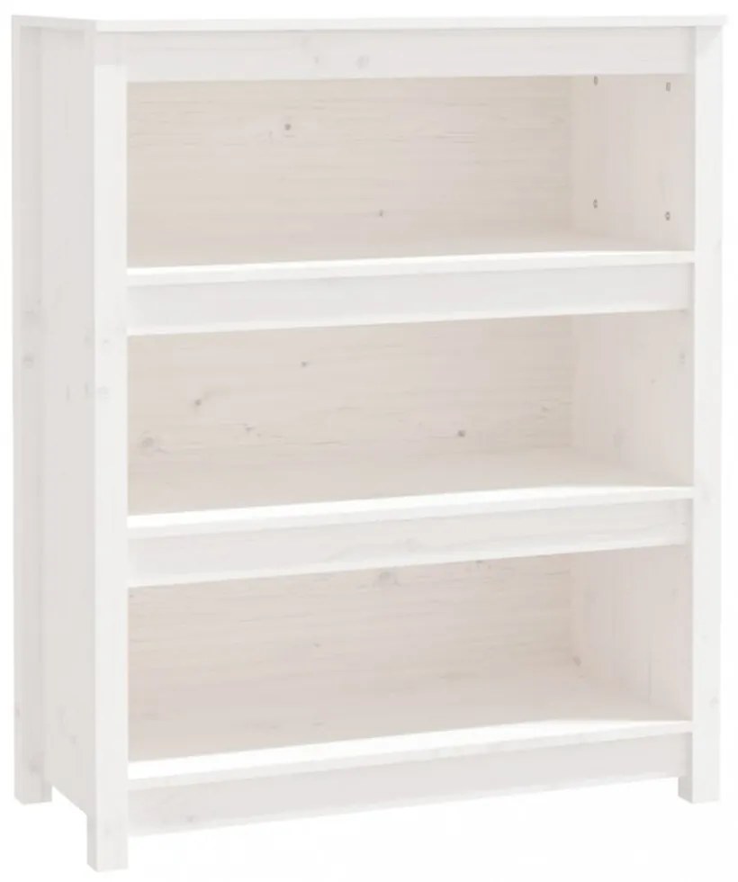 fehér tömör fenyőfa könyvszekrény 80x35x97 cm