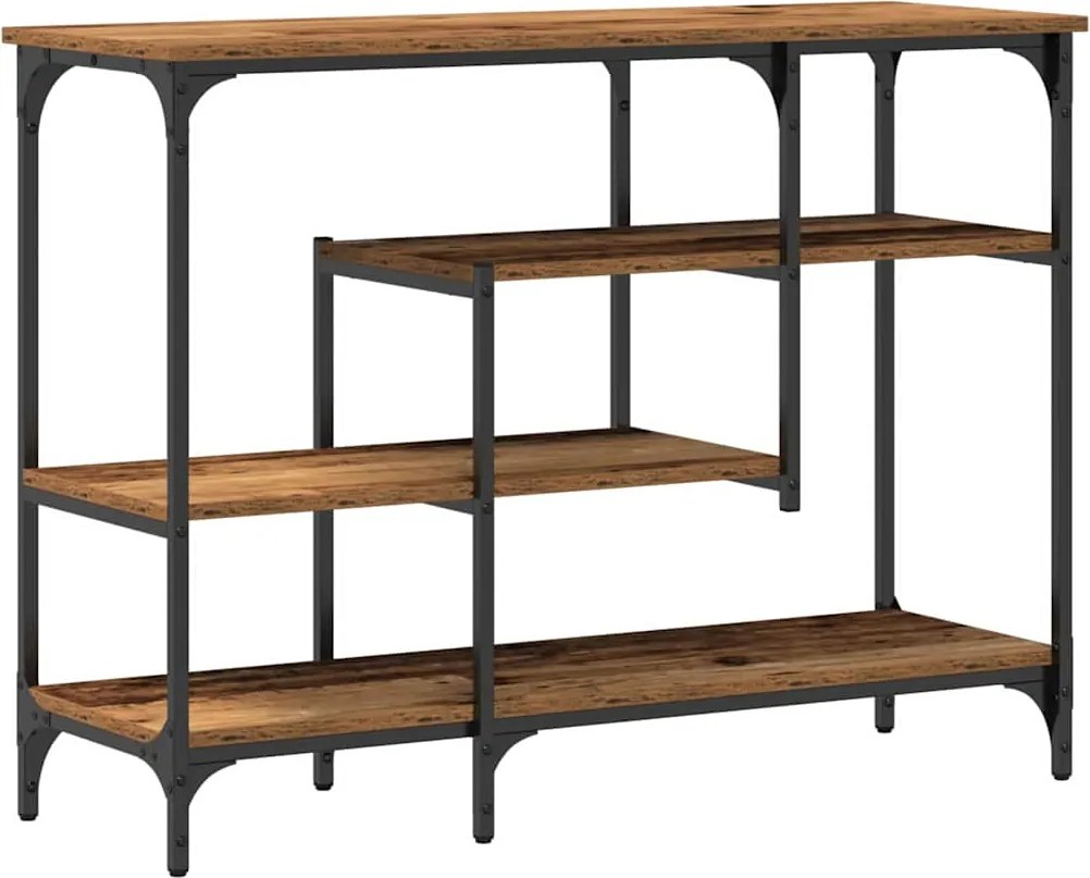 vidaXL Konzolasztal Régi fa 100 x 35 x 75 cm Műgyantás fa és fém
