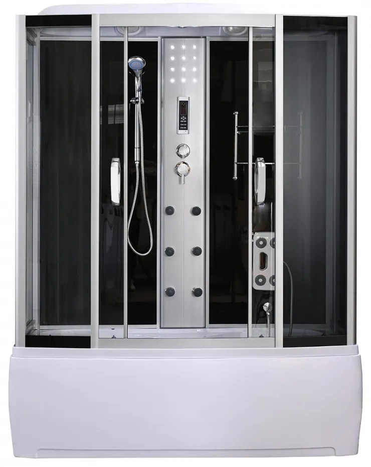 Emilia 85x170 cm hidromasszázs kádkabin elektronikával Black