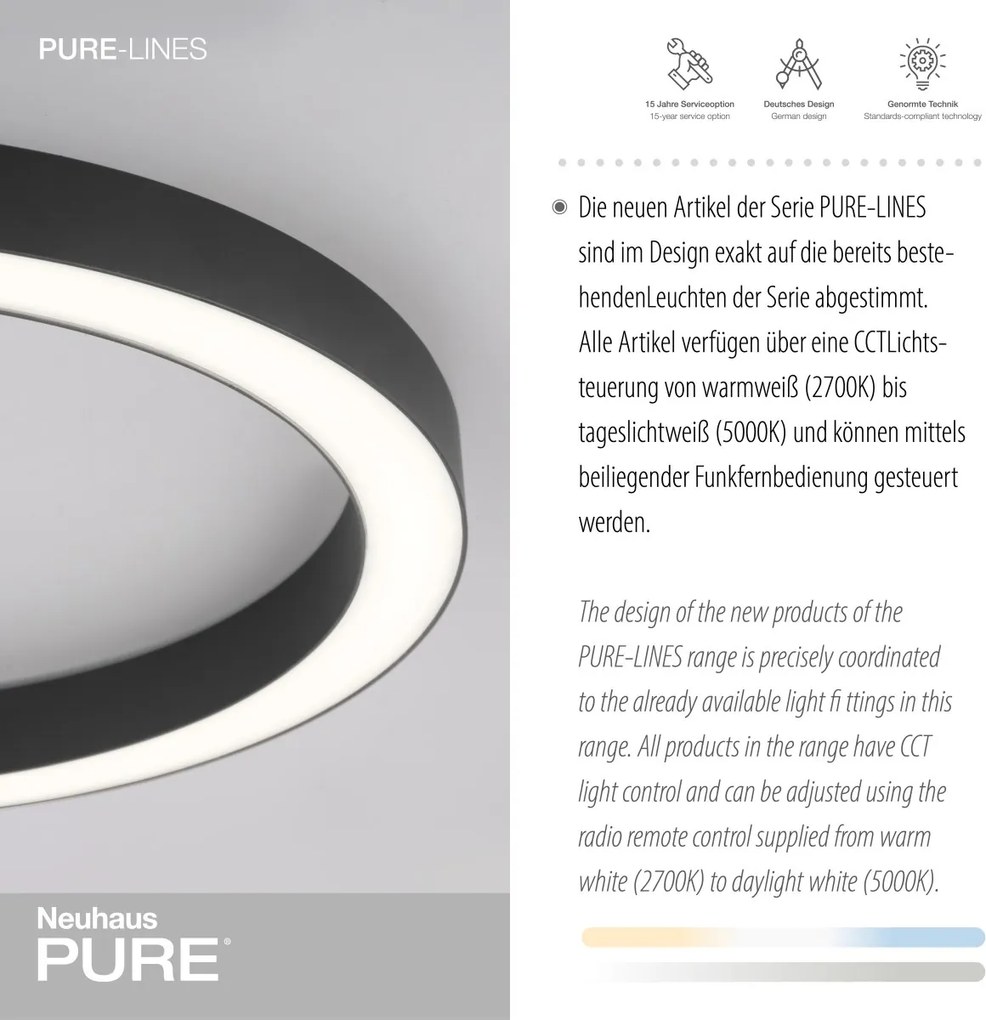 Paul Neuhaus modern mennyezeti lámpa pure-lines antracit pln6309-13