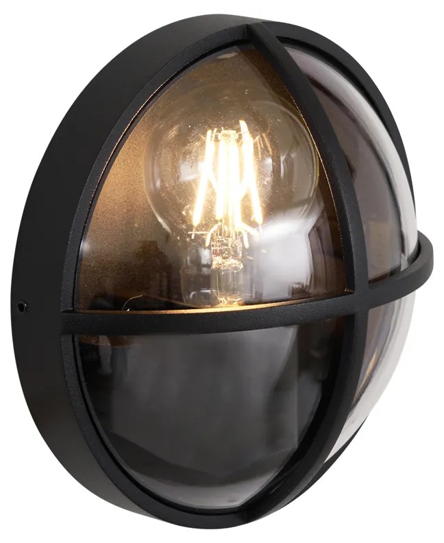 Kültéri fali lámpa fekete kerek IP65 - Target