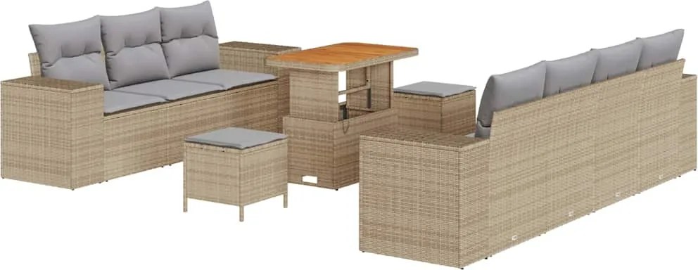 vidaXL Kerti Kanapé Szett 10 pcs Beige és Világosszürke Poly Rattan