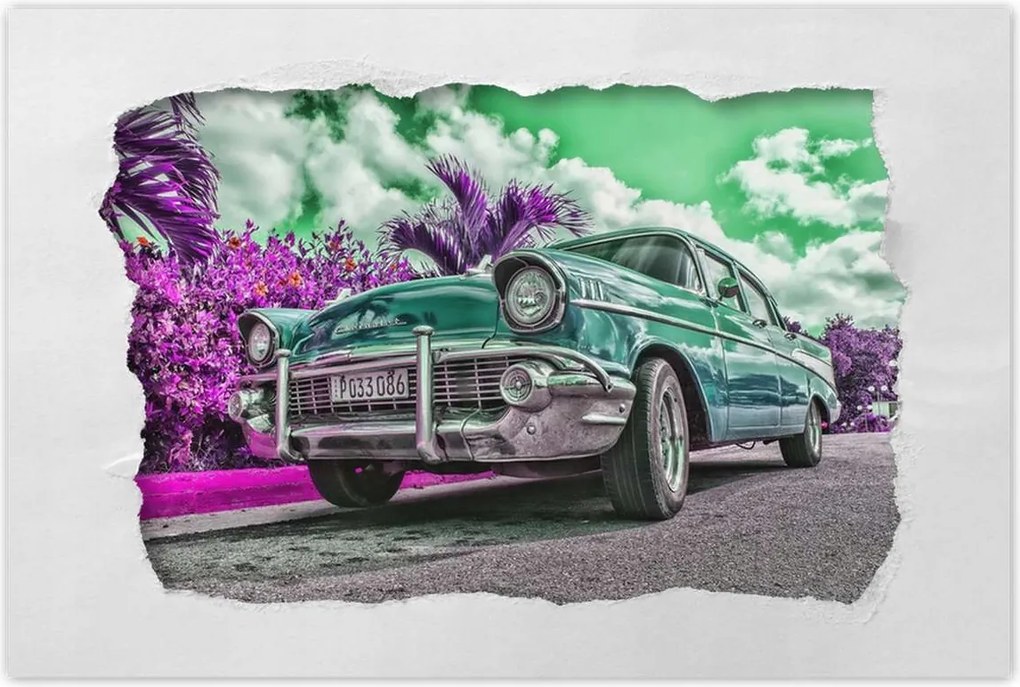Poszterek 120x80 Klasszikus autó türkizkékben