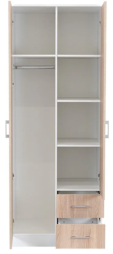 Miami gardróbszekrény 80x205 cm sonoma tölgy-fehér