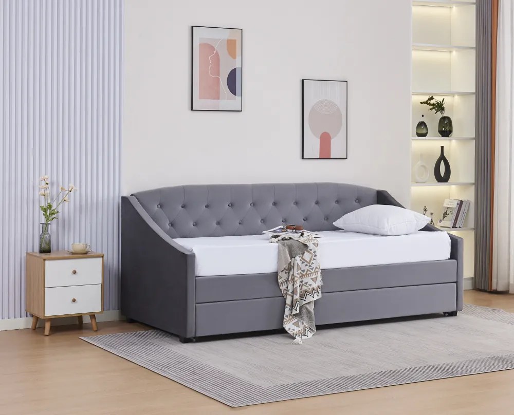 Kihúzható ágy, szürke, ALODA