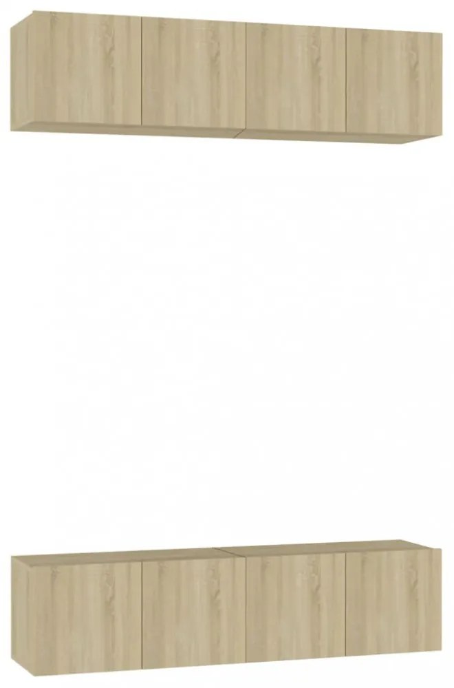 4 db sonoma tölgy színű szerelt fa TV-szekrény 60 x 30 x 30 cm