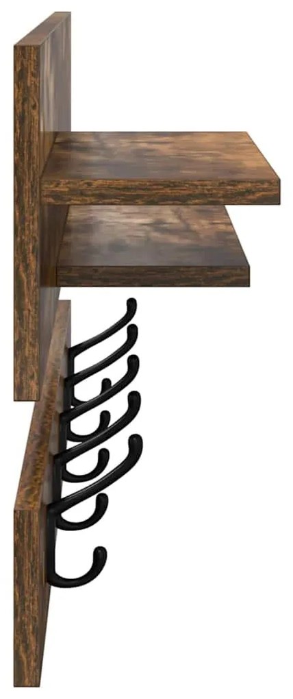 Fali Kabáthorog polcokkal Füstölt tölgy 90 x 15 x 36 cm Faanyag