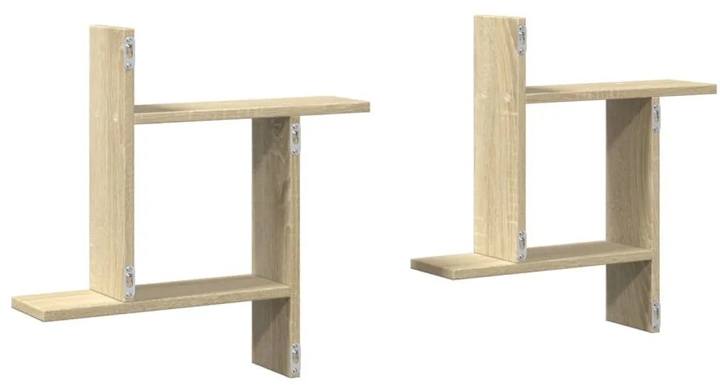 2 db sonoma tölgy színű szerelt fa fali polc 50 x 12 x 50 cm