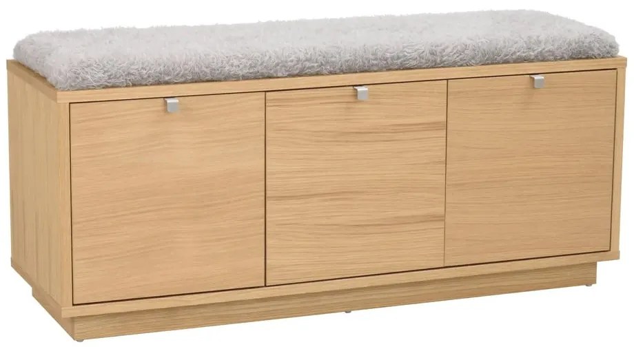 Szürke-natúr színű ülőkés cipőtartó tölgyfa dekorral Confetti – Rowico