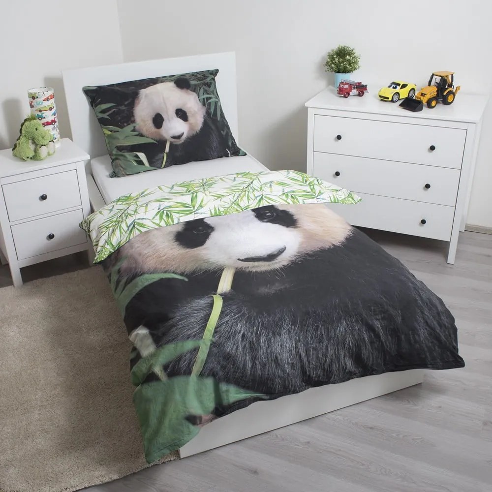 Egyszemélyes pamut gyerek ágyneműhuzat 140x200 cm Panda – Jerry Fabrics
