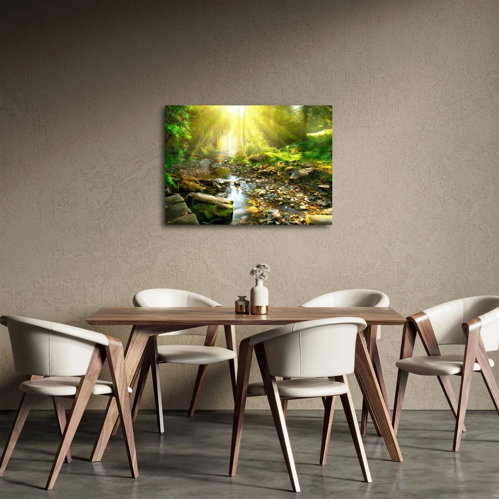 Egy folyó zöld erdőben képe (70x50 cm)