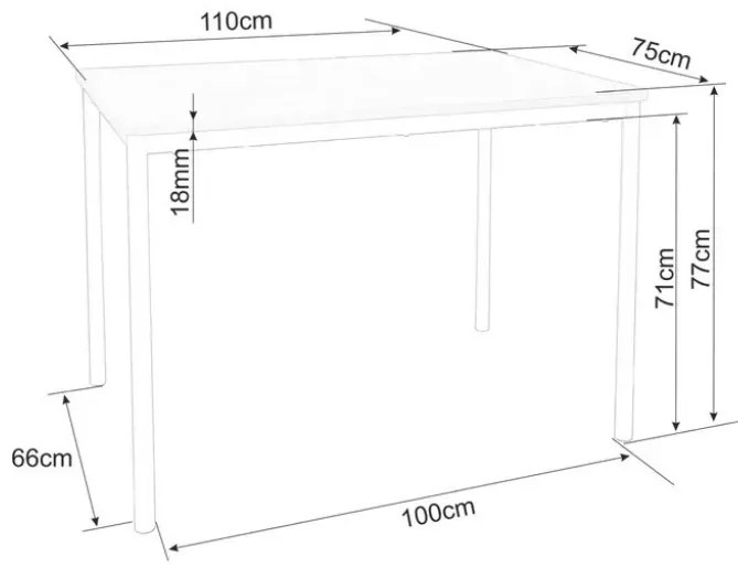 Étkezőasztal CITY 110x75 cm, tölgy artisan