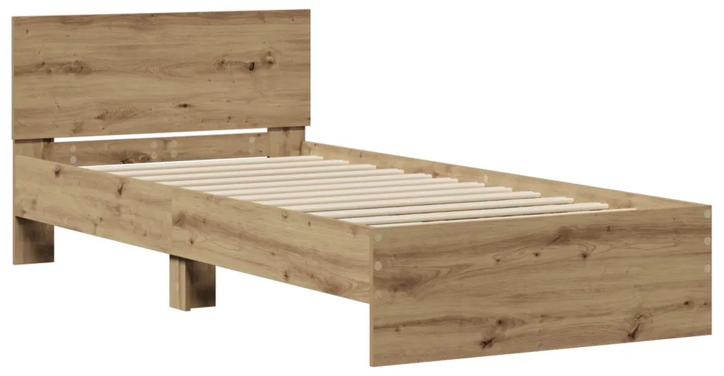 Ágykeret matrac és fejtámla nélkül, Kézműves tölgy 90x200 cm