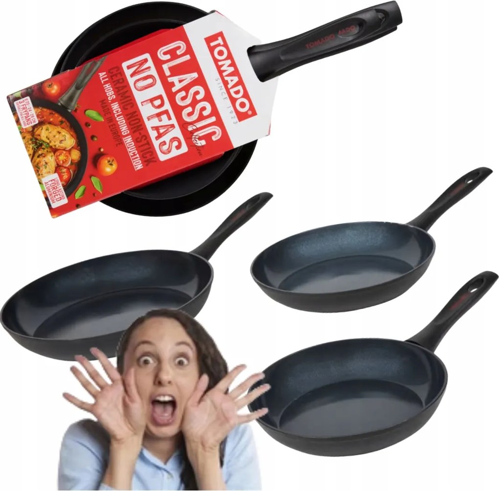Serpenyő Szett 3DB Tapadásmentes Bevonat 3X Indukciós Serpenyő