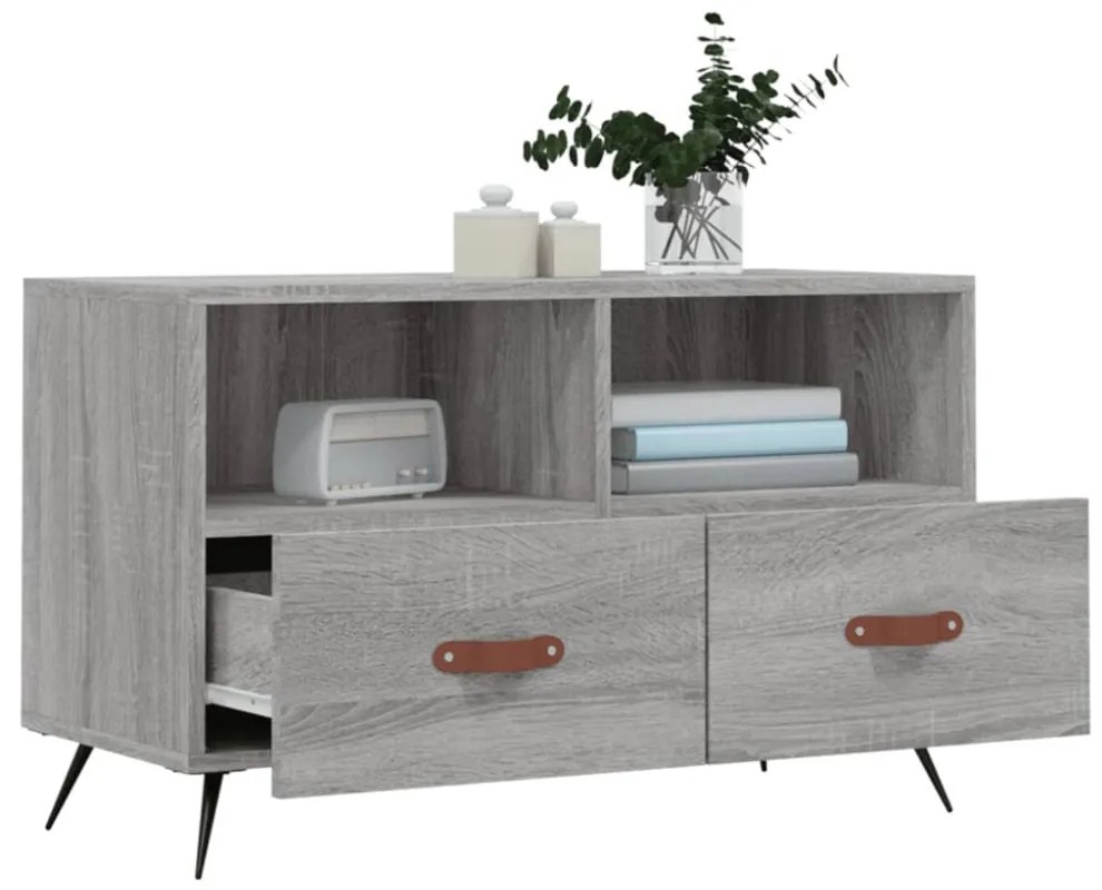 szürke sonoma színű szerelt fa TV-szekrény 80x36x50 cm