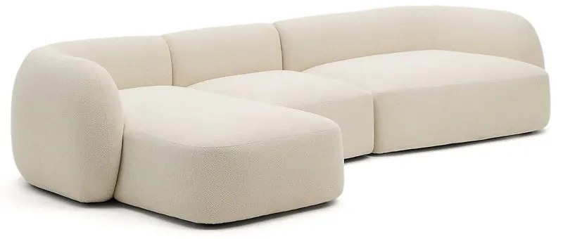 Krémszínű zsenília sarokkanapé (bal oldali-heverő résszel) Martina – Kave Home