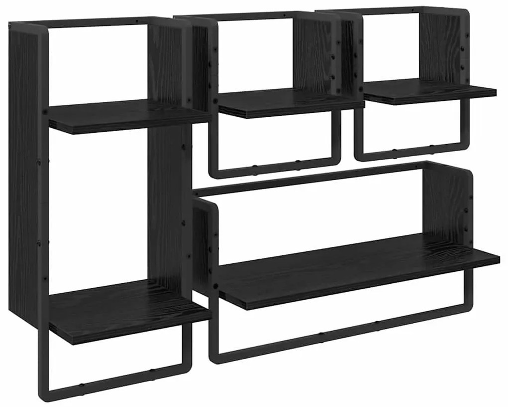 Fali polc készlet 4 pcs Fekete tölgy 65 x 25 x 30 cm Faanyag