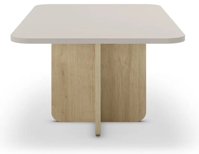 Krémszínű-natúr színű dohányzóasztal tölgyfa dekorral 56x100 cm Hillary – Marckeric