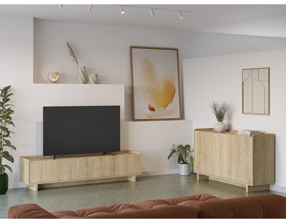 Natúr színű TV-állvány tölgyfa dekorral 180x45x40 cm Daira – Marckeric