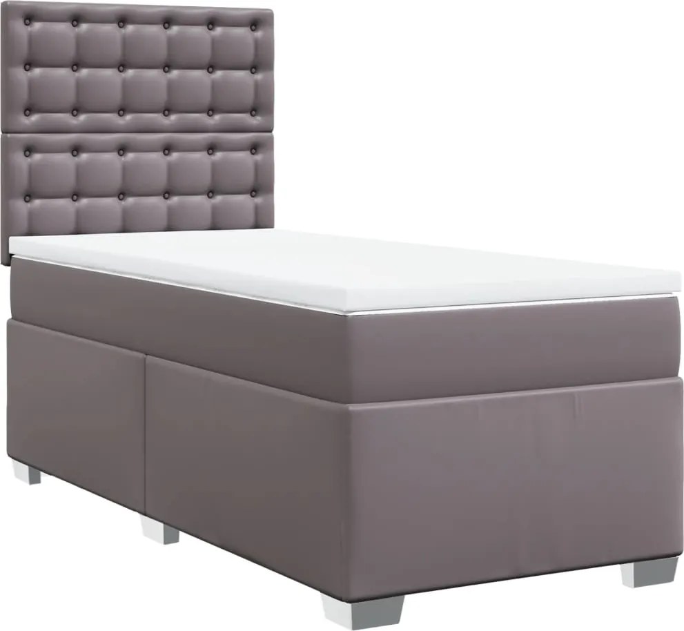 vidaXL szürke műbőr rugós ágy matraccal 100 x 200 cm