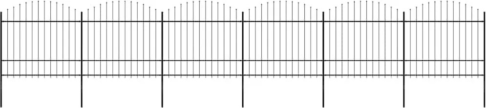 vidaXL fekete acélkerítés lándzsás tetejű szegéllyel 1070 x 175 cm