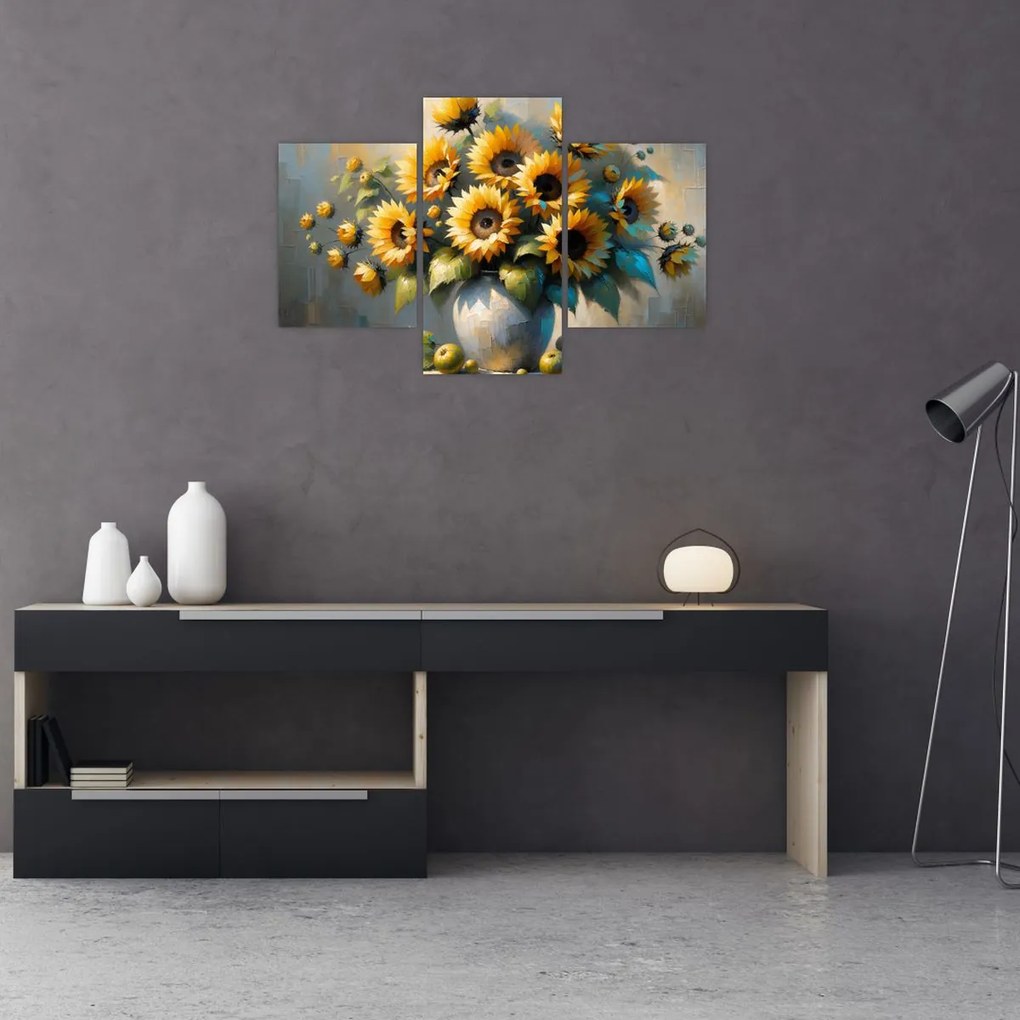 Kép – Napraforgós váza (90x60 cm)