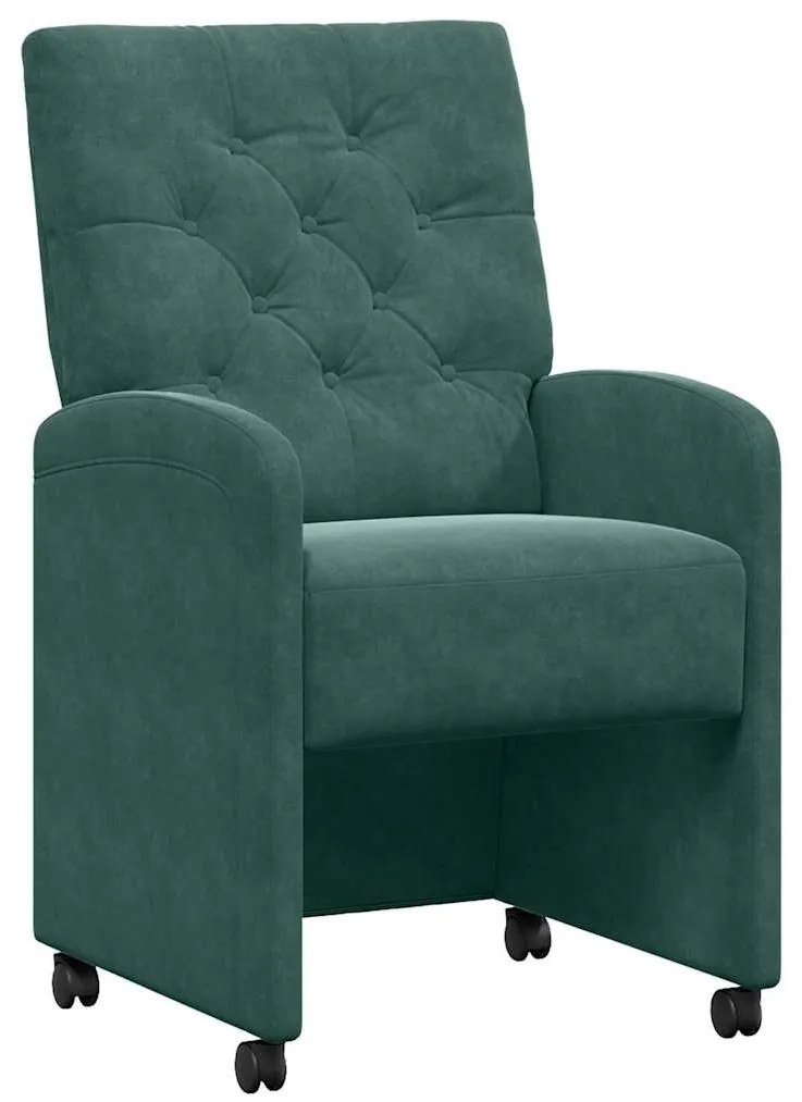 Kerekes Étkező Székek 2 pcs Sötétzöld 58 x 67 x 97 cm Bársony