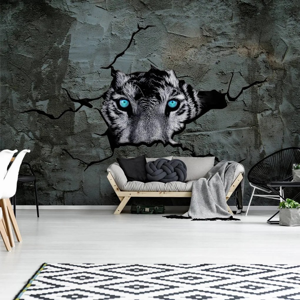 Fotótapéta - Tigris kék szemekkel (152,5x104 cm)