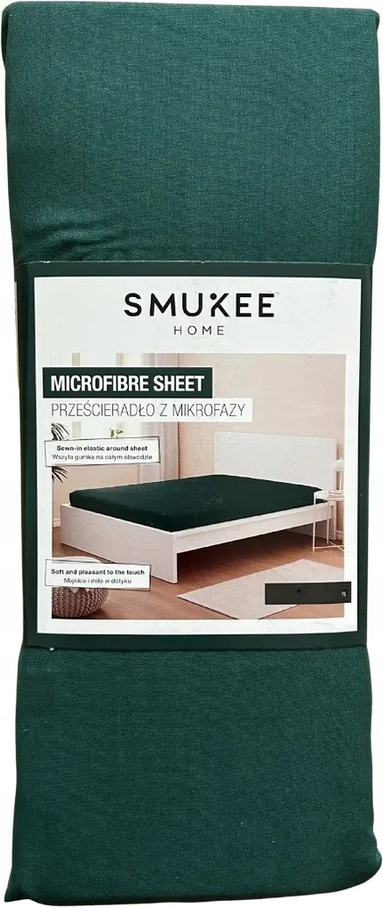 Smukee Mikrofázisos gumis lepedő 160 x 200 x 25 cm üvegzöld