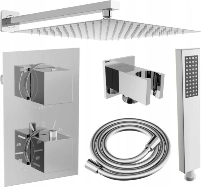 Mexen Cube DR02 rejtett zuhanykészlet 30 cm-es esőztetővel, króm - 77502DR0230-00
