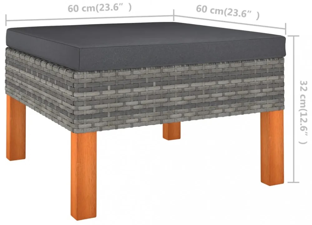 12 részes szürke polyrattan kerti ülőgarnitúra párnákkal