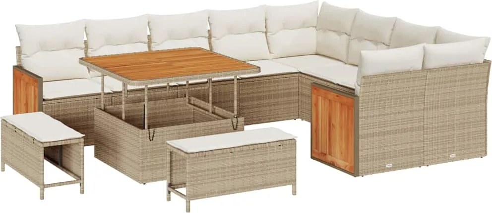 vidaXL Kerti Kanapé Szett párnával 12 pcs Beige és krém